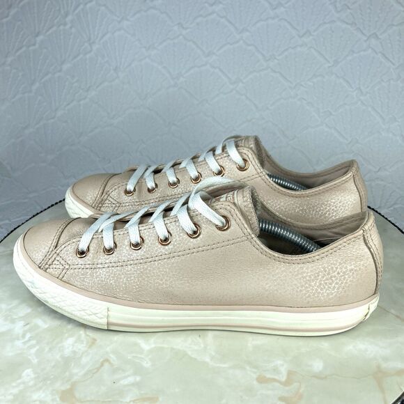 Converse All Star Sneakers Womens Sz 7 Pale Pink All Leather Low Top Skate Shoes - Picture 6 of 12